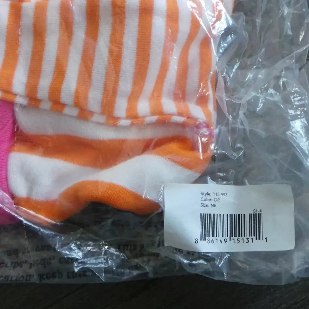 Carter's Striped Bodysuit Crab Design‎ Girls NB Orange Pink Outfit Sleep & Play